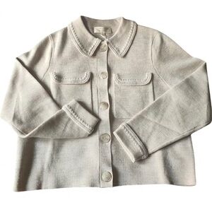 Sezane BETTY CARDIGAN in mottled beige crochet